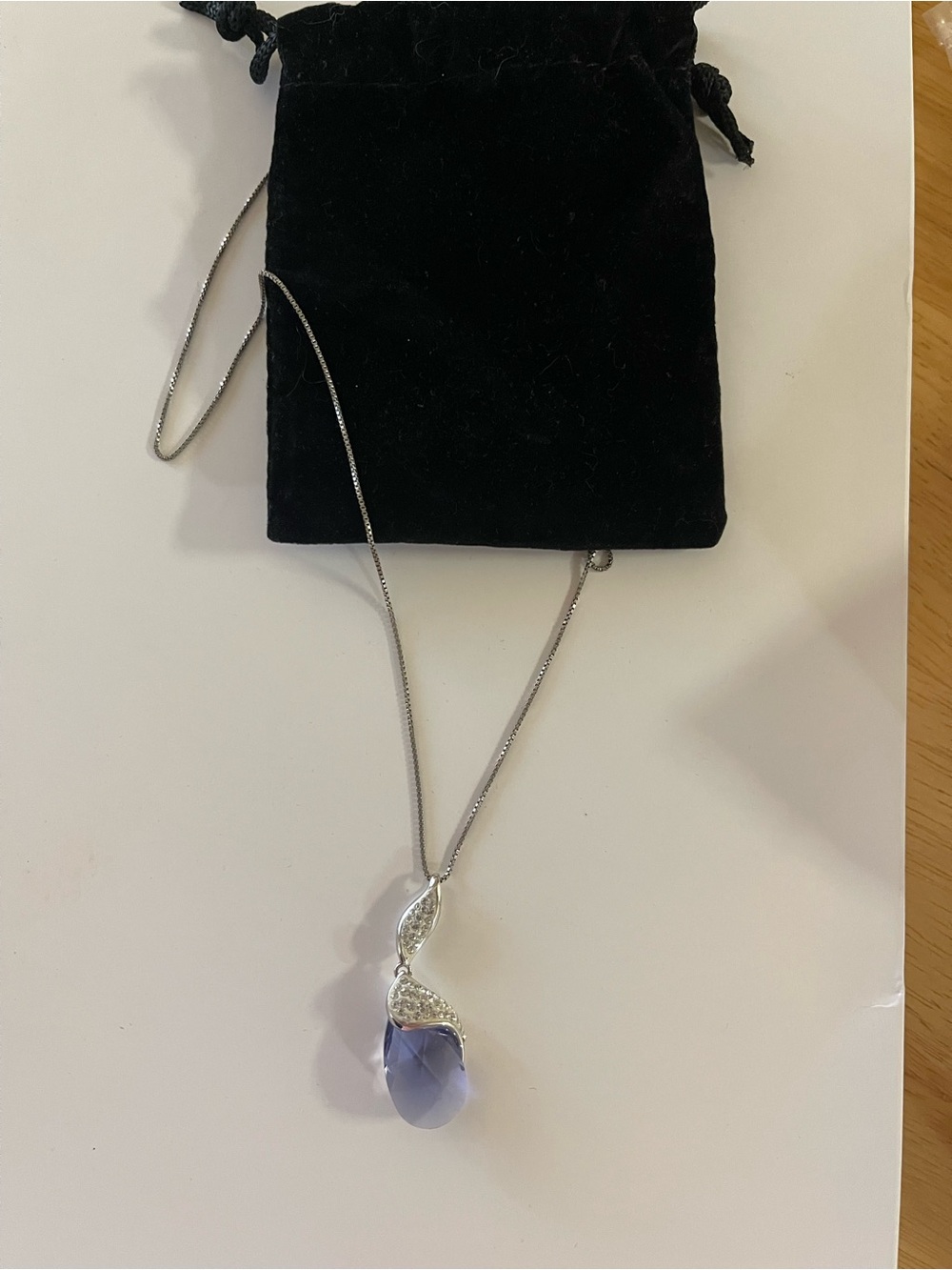Elegant Silver Pendant Necklace with Lavender Teardrop Stone